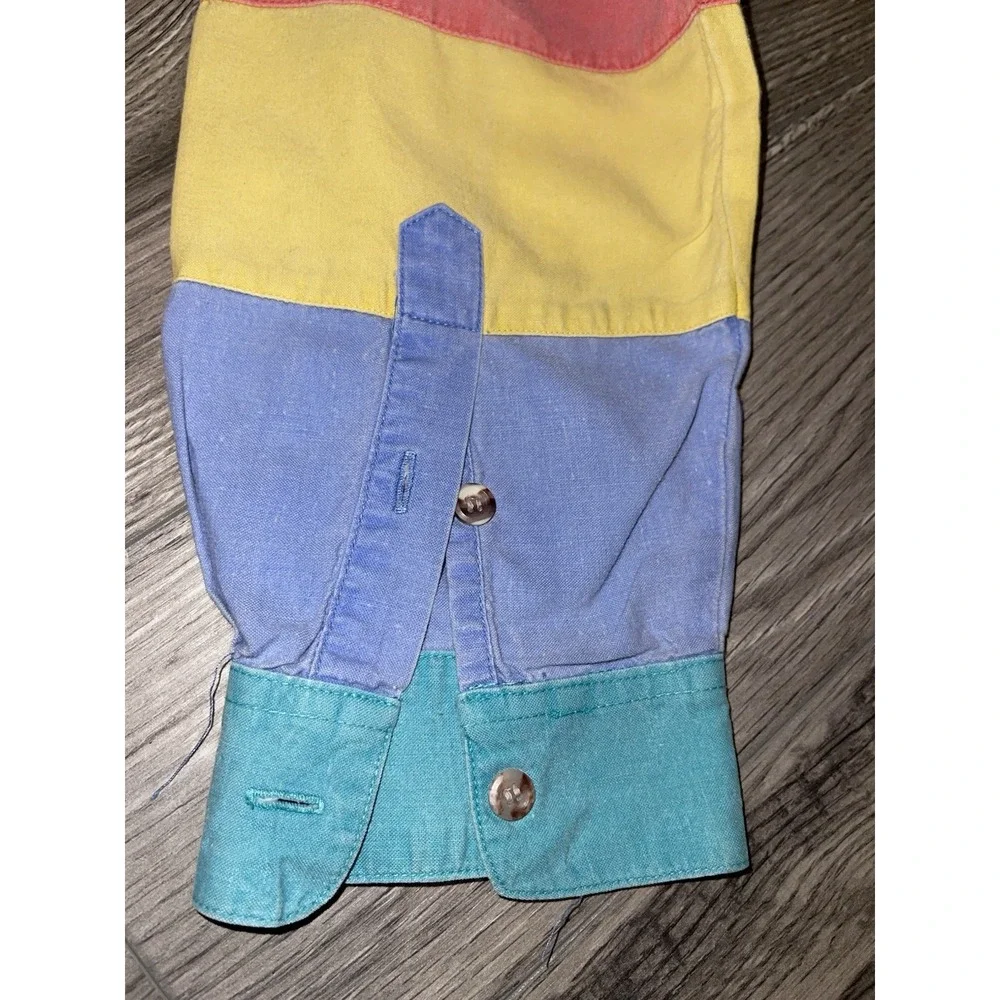 Vintage 80's Surf Stripe Color Block Pullover Beach Polo Shirt XL Zack‎ Morris